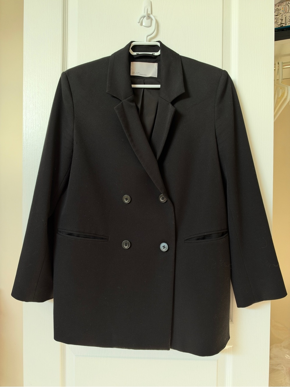 Oak + Fort Oversized Classic Black Double-Breasted Women's Blazer